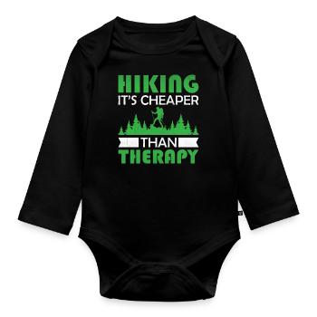 Bouldering Climbing - Hiking It's Cheaper Than The - Baby Bio-Langarm-Body - Schwarz - Vorne