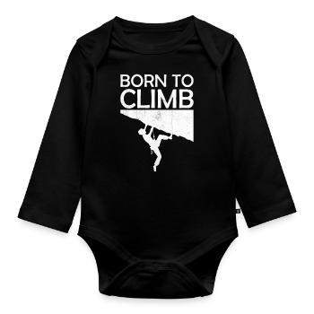 Escalade de bloc - Born to Climb - Body Bébé bio manches longues - noir - Devant