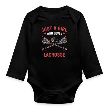 Lacrosse Sports Lacrosse Players - Organic Longsleeve Baby Bodysuit - black - Front