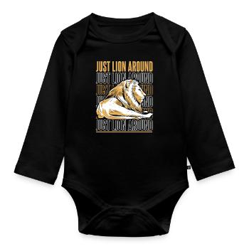 Lion Lion Animal Africa - Organic Longsleeve Baby Bodysuit - black - Front
