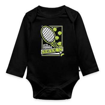 Tennis tennis player - Organic Longsleeve Baby Bodysuit - black - Front