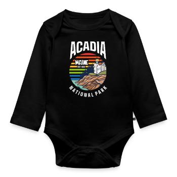 Acadia-Nationalpark - Baby Bio-Langarm-Body - Schwarz - Vorne