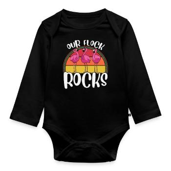 Nos rochers de troupeau, - Body Bébé bio manches longues - noir - Devant