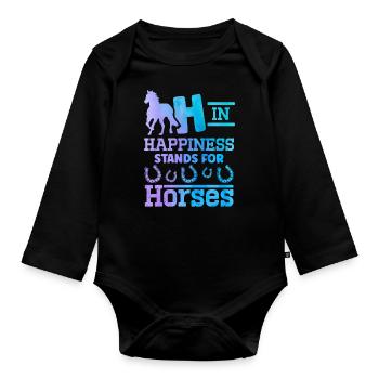 Cavalier Amoureux des chevaux Athlète équestre - Body Bébé bio manches longues - noir - Devant