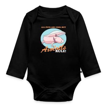 Axolotl amphibiens à queue Axolotls amphibiens cadeau - Body Bébé bio manches longues - noir - Devant