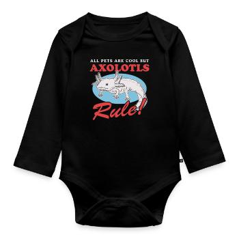 Cadeau d’amphibiens à queue d’Axolotl - Body Bébé bio manches longues - noir - Devant