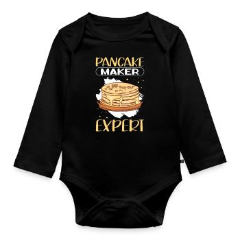 Pancakes | Pancake Pancake Gift - Organic Longsleeve Baby Bodysuit - black - Front