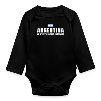Pas de casques pas de coussinets juste des ballons Argentine Rugby - Body Bébé bio manches longues - noir - Devant