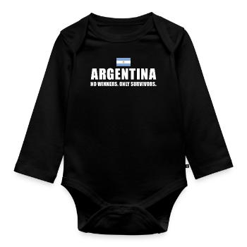 No Winners Only Survivors Argentina Rugby - Organic Longsleeve Baby Bodysuit - black - Front