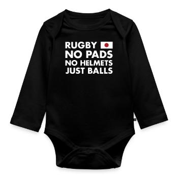 Pas de coussinets pas de casques juste des ballons Japon Rugby - Body Bébé bio manches longues - noir - Devant
