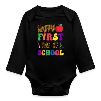 Happy First Day of School Back to School Teacher - Baby Bio-Langarm-Body - Schwarz - Vorne