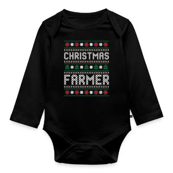 Noël Agriculteur Moche Noël - Body Bébé bio manches longues - noir - Devant