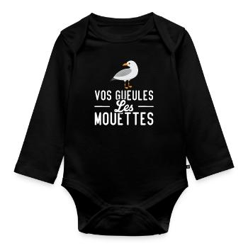 Vos gueules les mouettes - Body Bébé bio manches longues - noir - Devant
