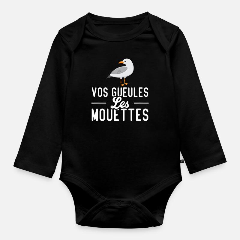 Vos gueules les mouettes - Body Bébé bio manches longues - noir
