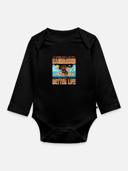 Dackel - Baby Bio-Langarm-Body - Schwarz