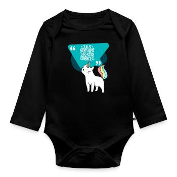 Einhorn Katze Unicorn - Baby Bio-Langarm-Body - Schwarz - Vorne