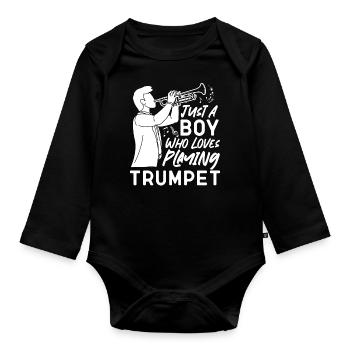 Trumpet Player Just A Boy Who - Baby Bio-Langarm-Body - Schwarz - Vorne