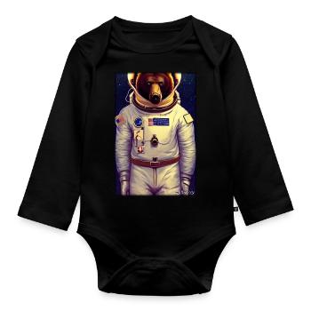 Bear Wildlife Astronaut Future Sci-Fi Technology - Body Bébé bio manches longues - noir - Devant