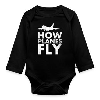 Comment les avions volent Design pour les pilotes - Body Bébé bio manches longues - noir - Devant