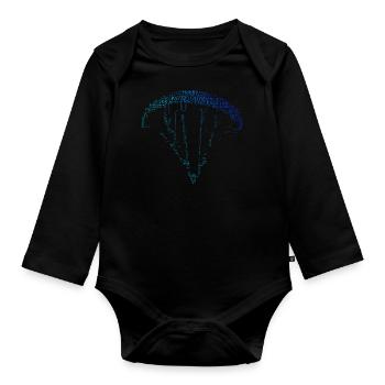 Women's Men's Paragliding Paragliding Paraglider - Organic Longsleeve Baby Bodysuit - black - Front