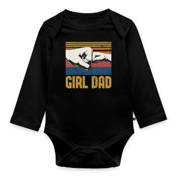 Father's Day Father Daughter Gift Papa Princess - Organic Longsleeve Baby Bodysuit - black - Front