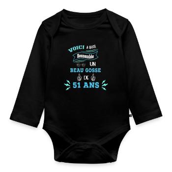 Idée De Cadeau Drôle Pour Les Beaux Gosses - Body Bébé bio manches longues - noir - Devant