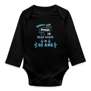Idée De Cadeau Drôle Pour Les Beaux Gosses - Body Bébé bio manches longues - noir - Devant