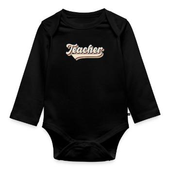 Teacher Lehrer Retro - Baby Bio-Langarm-Body - Schwarz - Vorne