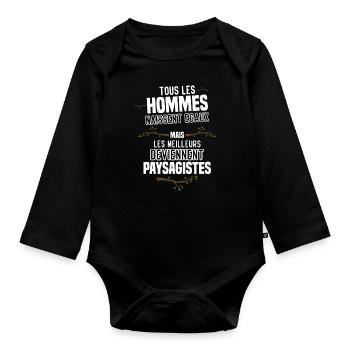 Les Meilleurs Hommes Deviennent paysagistes - Body Bébé bio manches longues - noir - Devant