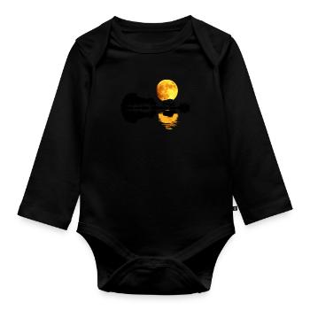Buffalo Moon Acoustic Guitar Moon Lake Shadow - Organic Longsleeve Baby Bodysuit - black - Front