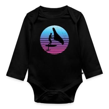 wingsurf hydrofoil wingsurfing wingfoil foilwing - Organic Longsleeve Baby Bodysuit - black - Front