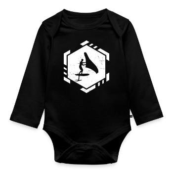 hydrofoil wingfoil Women wingsurf foilwing - Organic Longsleeve Baby Bodysuit - black - Front