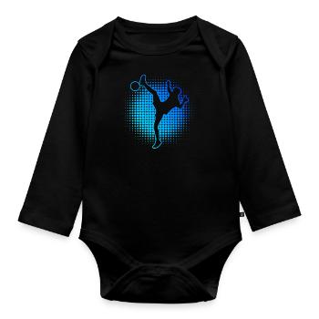 Fussball Herren Damen Fussballtennis Futnet Spiele - Baby Bio-Langarm-Body - Schwarz - Vorne