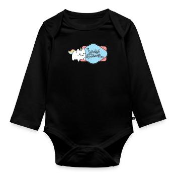 Einhorn Katze Unicorn - Baby Bio-Langarm-Body - Schwarz - Vorne