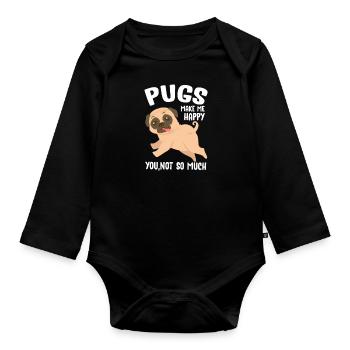 Carlin Chien Chien Ami Pet Pug Pug Pug Cadeau - Body Bébé bio manches longues - noir - Devant
