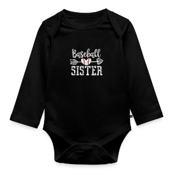 Baseball Soeur Frère Frères et Sœurs Cadeau - Body Bébé bio manches longues - noir - Devant