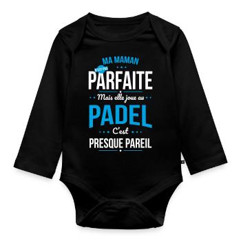 Ma maman n'est pas parfaite - Padel - Body Bébé bio manches longues - noir - Devant