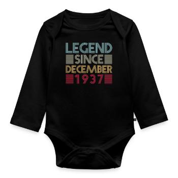 Anniversaire des légendes Décembre 1937 cadeau de naissance - Body Bébé bio manches longues - noir - Devant