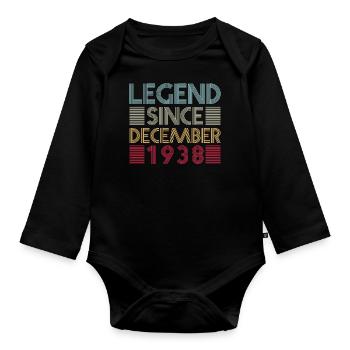 Legends birthday December 1938 born gift - Organic Longsleeve Baby Bodysuit - black - Front