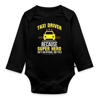 Super-héros Chauffeur de taxi Travail Taxis Profession - Body Bébé bio manches longues - noir - Devant