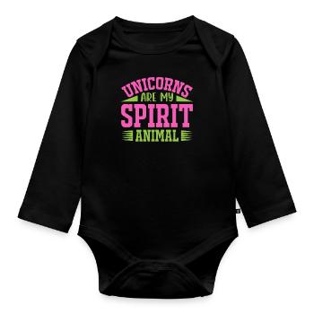 Unicorns are my soul animal Unicorn - Organic Longsleeve Baby Bodysuit - black - Front