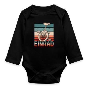 Einrad Retro Einradfahrer Einradfahrerin - Baby Bio-Langarm-Body - Schwarz - Vorne