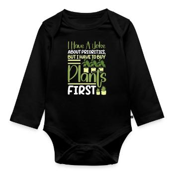 Plant Lovers Gardening Garden Gardeners - Organic Longsleeve Baby Bodysuit - black - Front