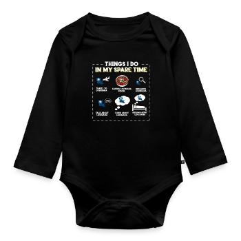 Ce que je fais pendant mon temps libre Louisiane - Body Bébé bio manches longues - noir - Devant