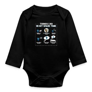 Dinge, die ich in meiner Freizeit tue Nevada - Baby Bio-Langarm-Body - Schwarz - Vorne