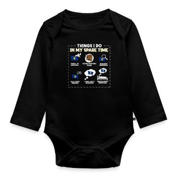 Ce que je fais pendant mon temps libre Montana - Body Bébé bio manches longues - noir - Devant
