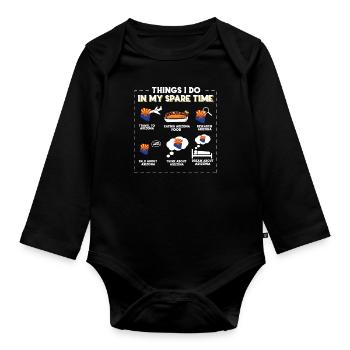 Things I do in my spare time Arizona - Organic Longsleeve Baby Bodysuit - black - Front