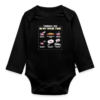 Dinge, die ich in meiner Freizeit tue Nebraska - Baby Bio-Langarm-Body - Schwarz - Vorne