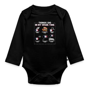 Dinge, die ich in meiner Freizeit mache Iowa - Baby Bio-Langarm-Body - Schwarz - Vorne
