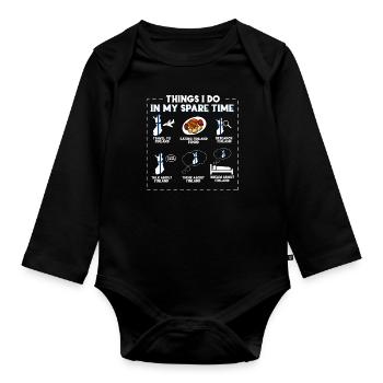 Dinge, die ich in meiner Freizeit tue Finnland - Baby Bio-Langarm-Body - Schwarz - Vorne
